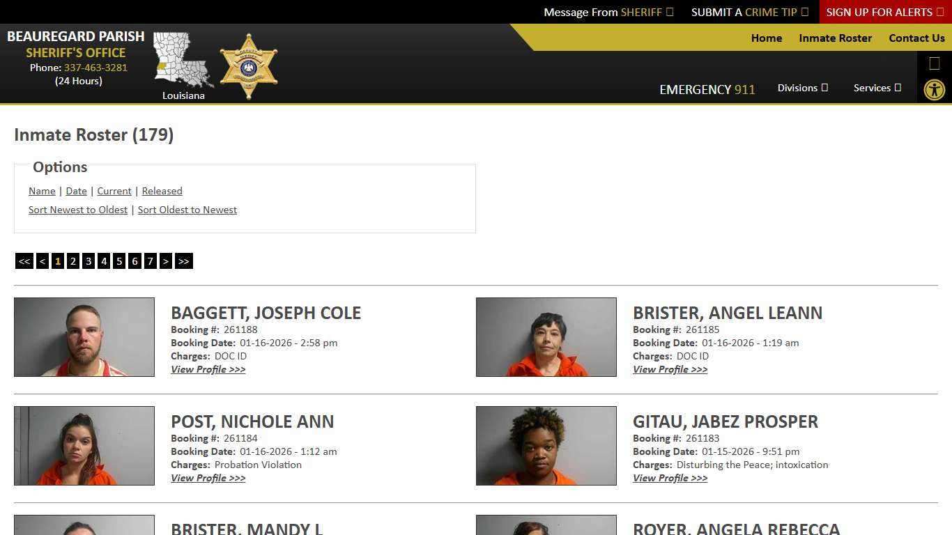 Inmate Roster - Current Inmates Booking Date Descending - Beauregard Parish Sheriff's Office